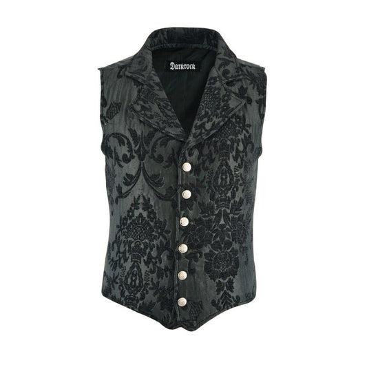 DARKROCK VICTORIAN GENTLEMAN'S ARISTOCRAT VEST TAPESTRYSTYLISH CASUAL VEST BLACK (2)