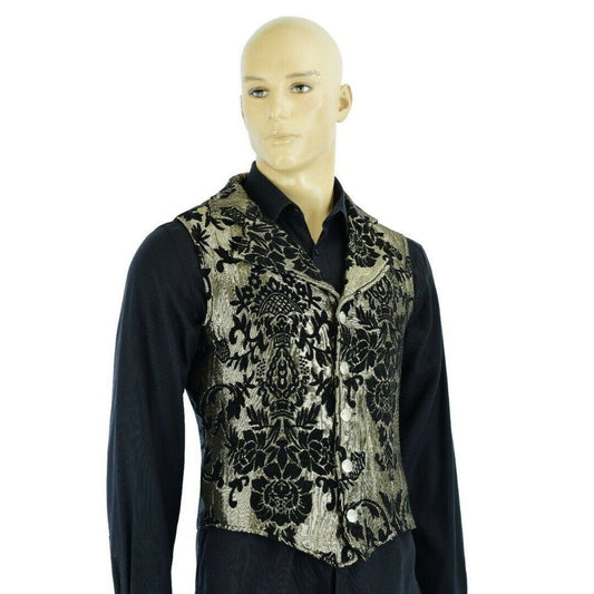 Victorian Gentleman's Aristocrat Vest Tapestry Stylish Casual Vest Gold