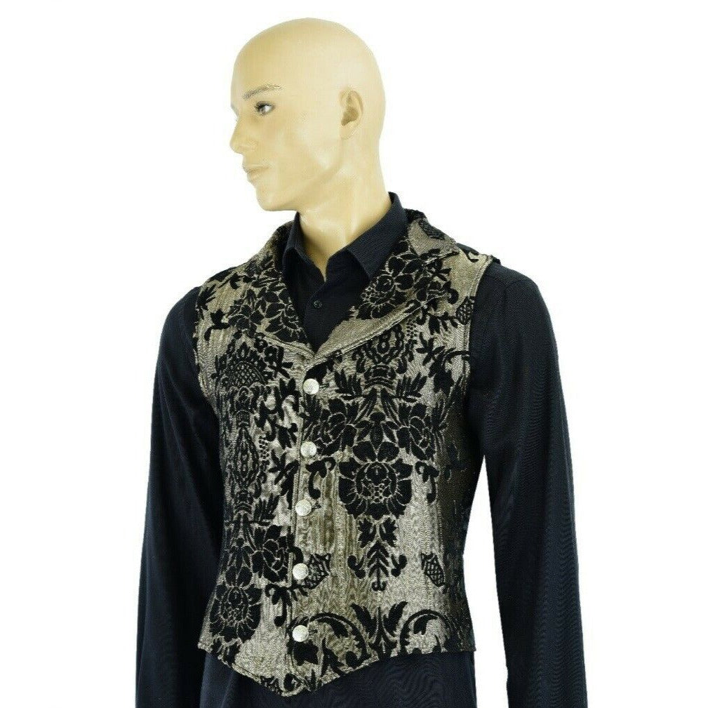 Victorian Gentleman's Aristocrat Vest Tapestry Stylish Casual Vest Gold