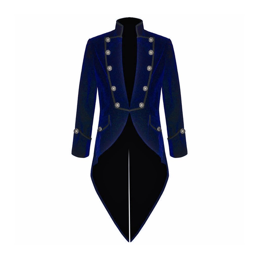 Men's Velvet Vladimir Tuxedo Blue Velvet Jacket Tail Coat Goth Steampunk Victorian