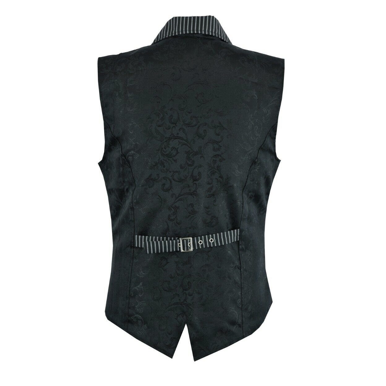 Men's Victorian Steampunk Captain Black Brocade Waistcoat Gentleman Vest