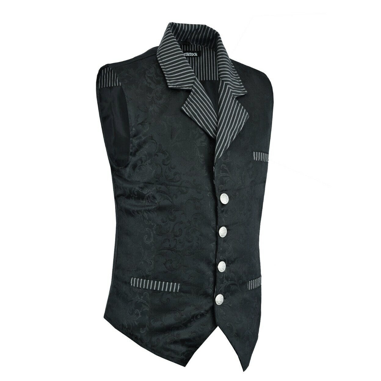 Men's Victorian Steampunk Captain Black Brocade Waistcoat Gentleman Vest