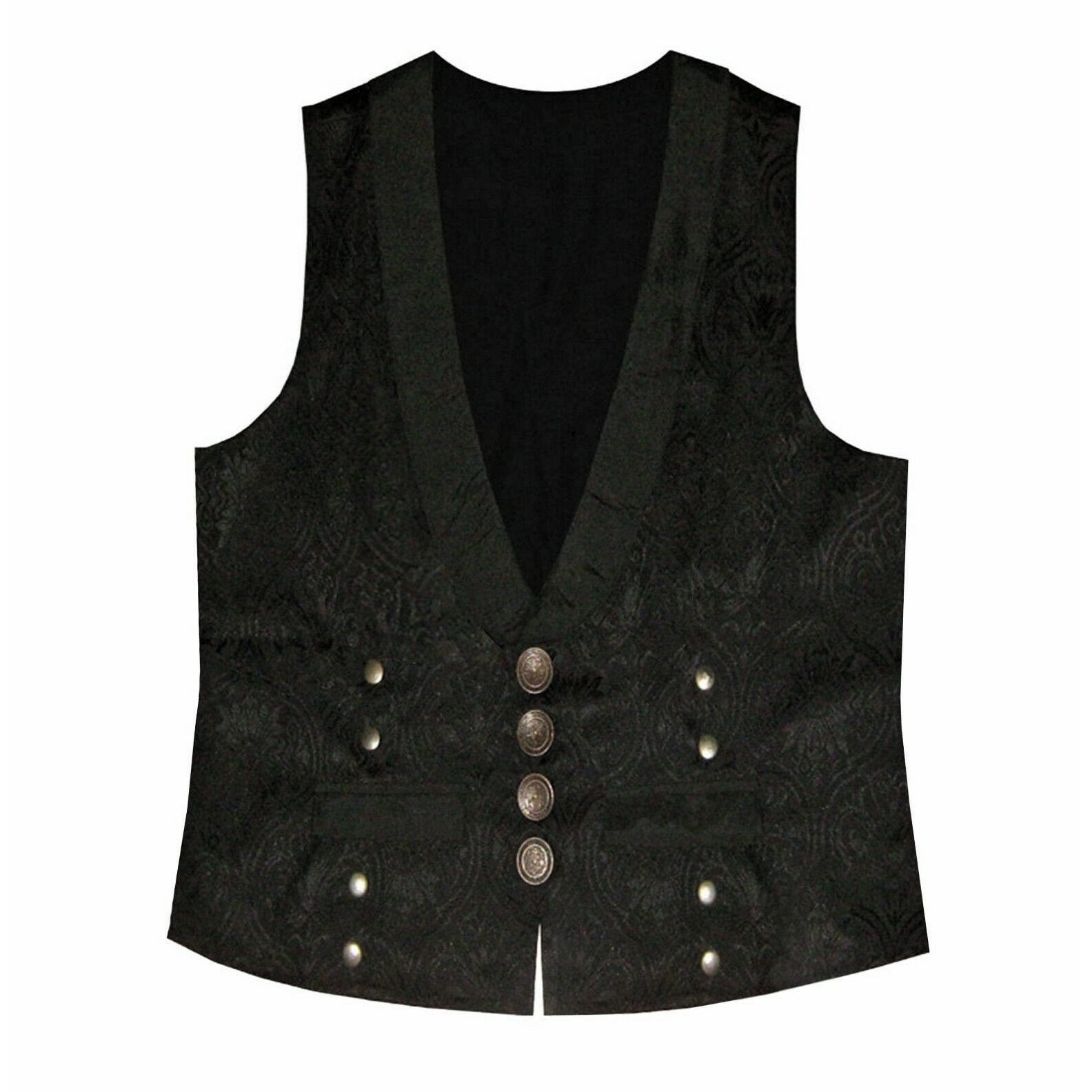 DARKROCK Victorian Steampunk Edwardian Western Brocade Gothic Black (1)