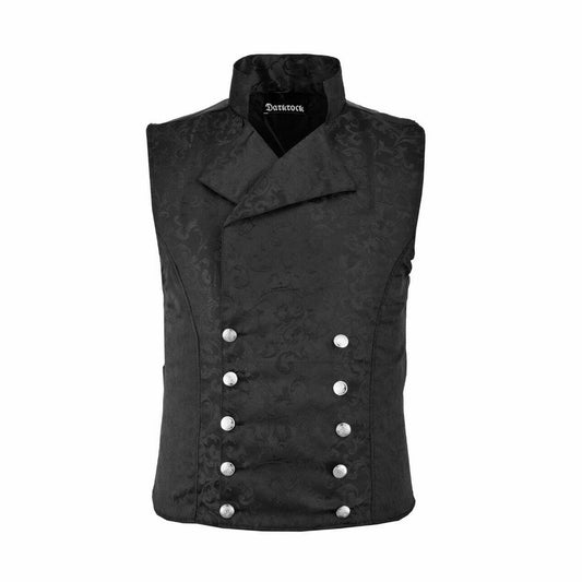 Men's Steampunk Double-Breasted Waistcoat Black Vest Gothic/Western-Reenactment/Usa