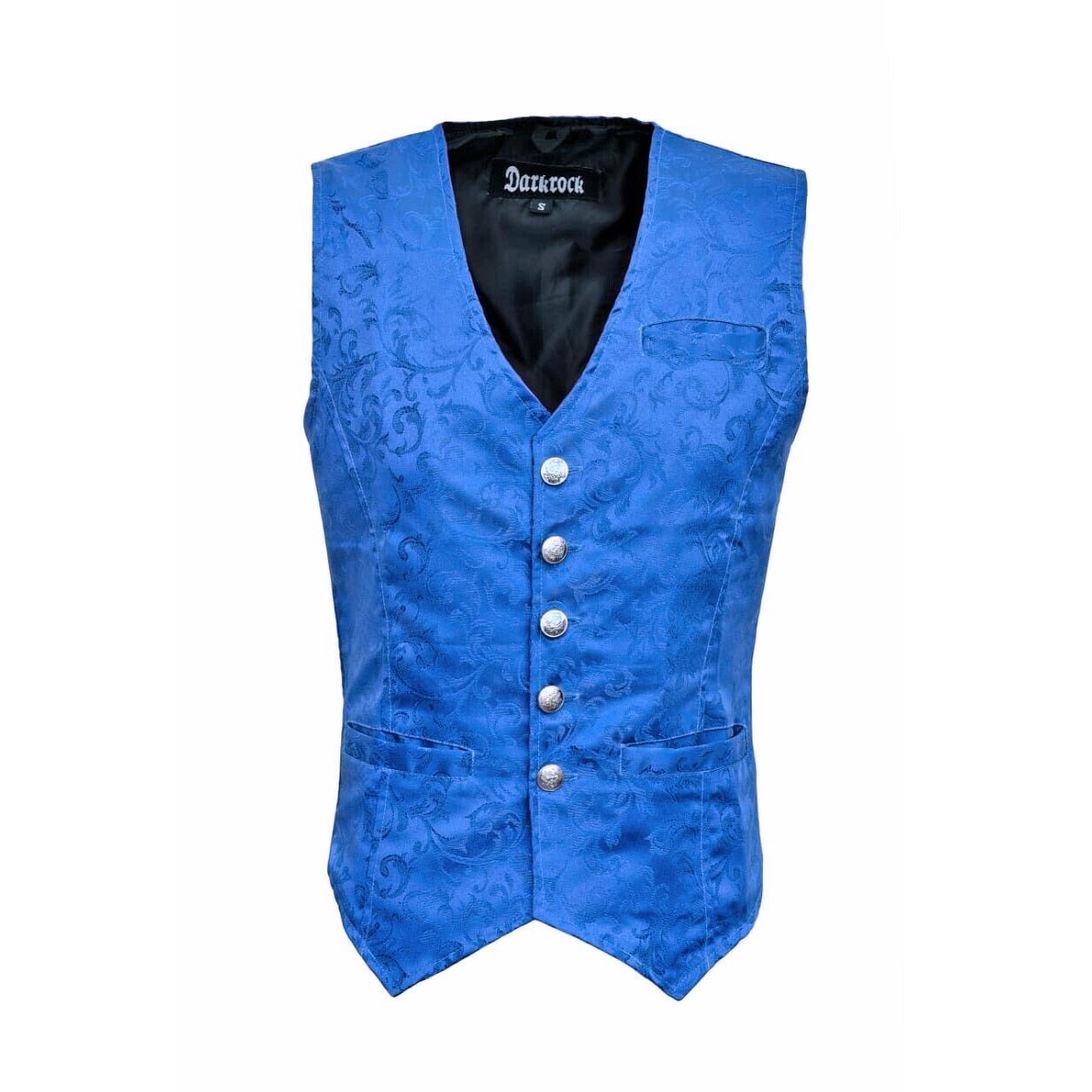 DARKROCK Waistcoat Gothic Steampunk Royal Blue Vest(Front)