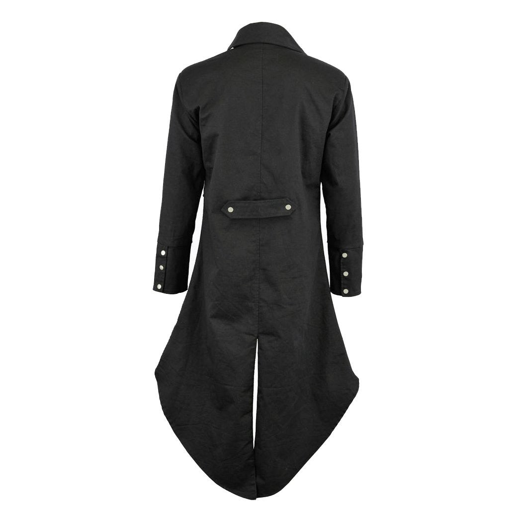 Men's Black Cotton Twill Steampunk Tailcoat Jacket Goth Victorian Coat