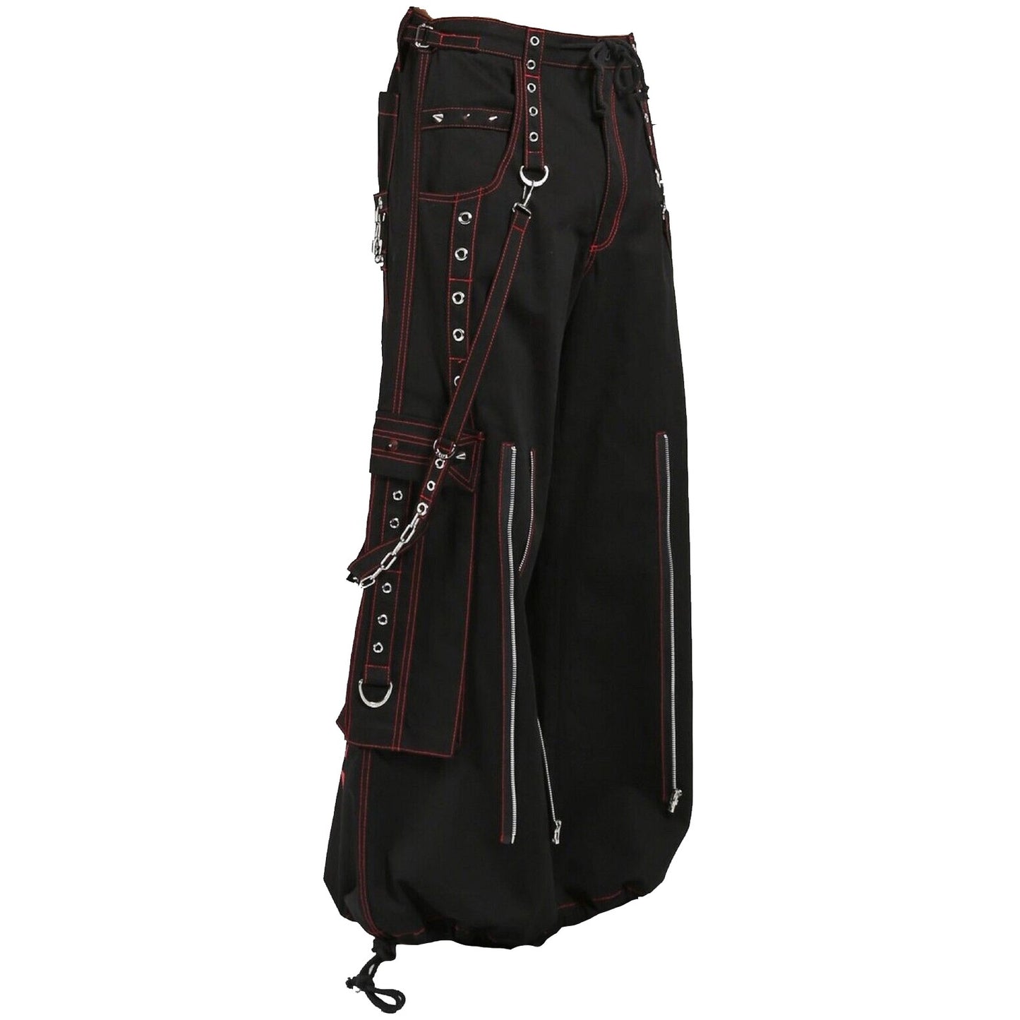 Gothic Mens Black Bondage Red Back Skull Punk Rock Pants
