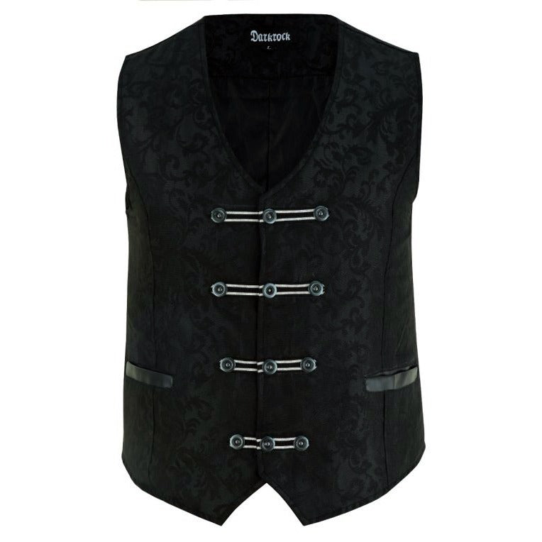 Premium Men's Vest Waistcoat Black Damask Velvet Goth Steampunk VTG/Brocade Vest