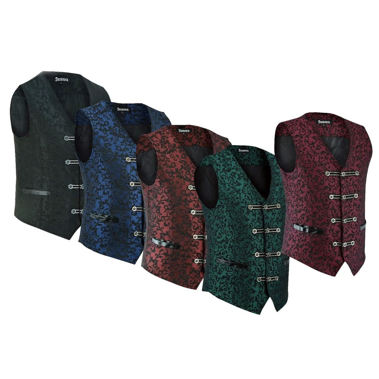 Premium Men's Vest Waistcoat Black Damask Velvet Goth Steampunk VTG/Brocade Vest