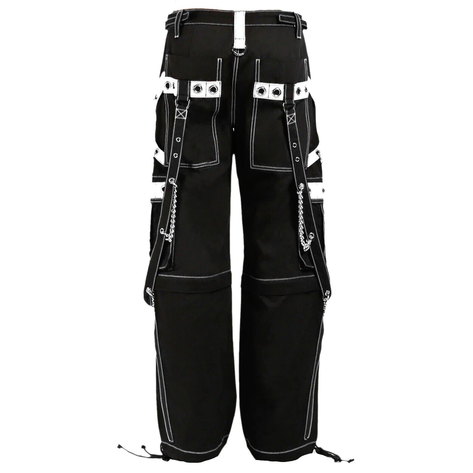 Mens Goth Punk Black White Bondage Trip Pant Chain Techno Rock Punk Shorts Usa