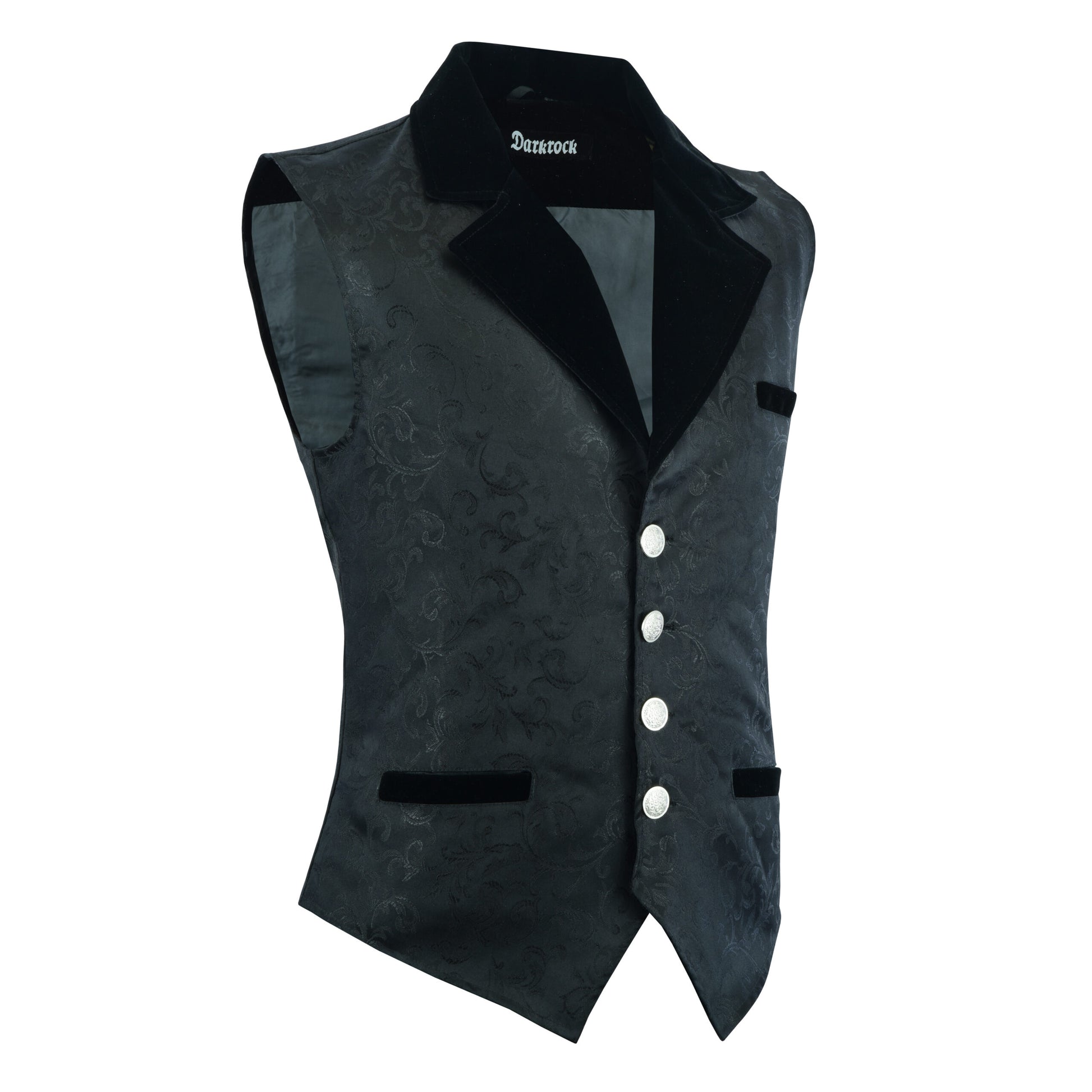 PREMIUM RENAISSANCE MEN'S WAISTCOAT BLACK BROCADE ARISTOCRAT VEST