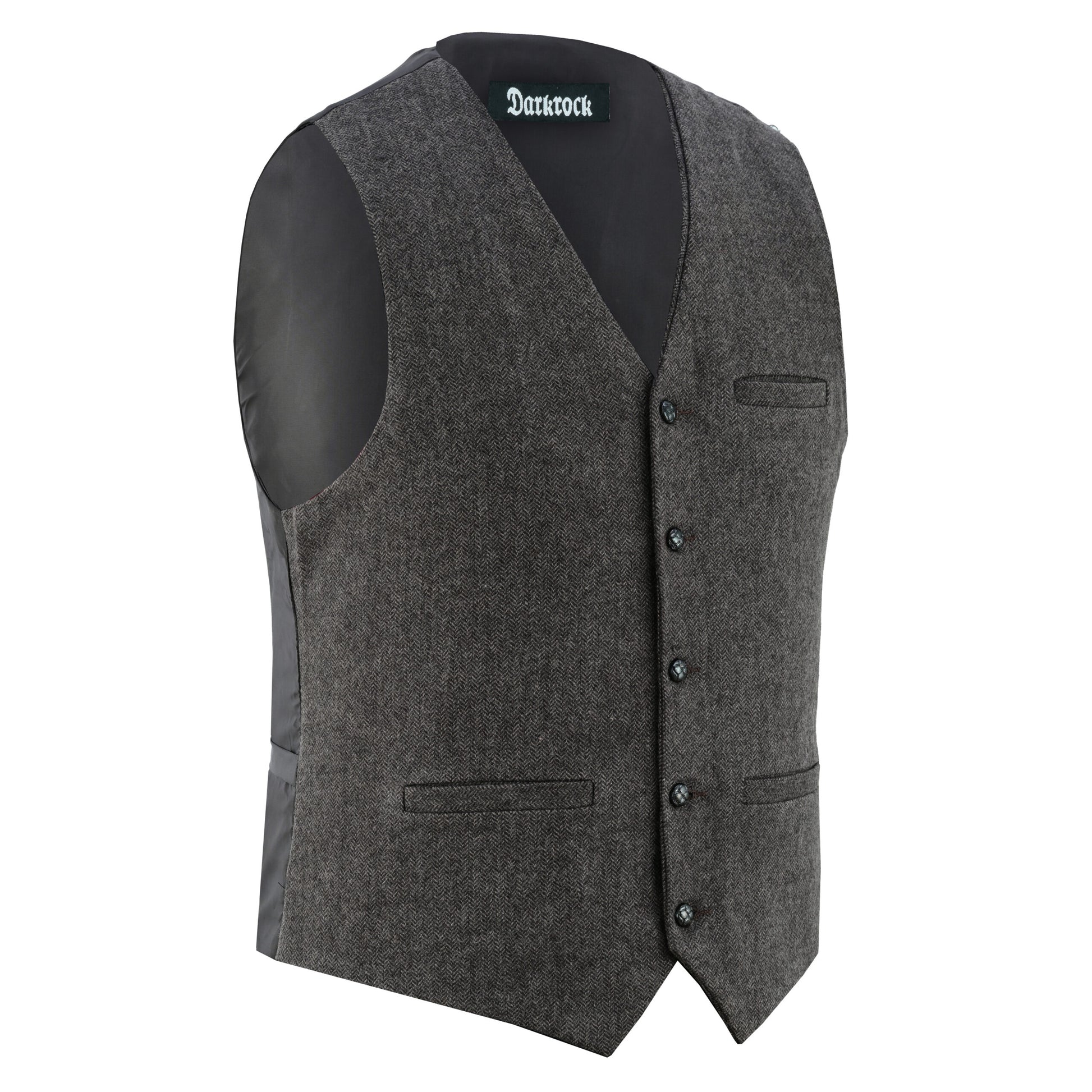 Men Herringbone Wool Blend Tweed Vest Premium Brown Waistcoat Suit Vest V Neck Slim Fit Waistcoat/USA