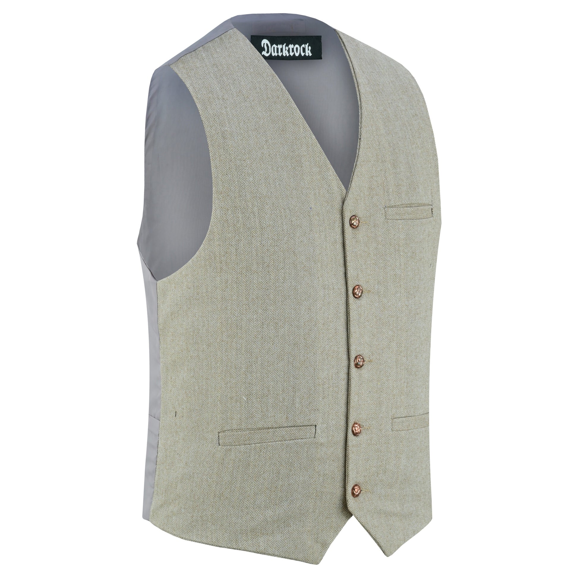 Men’s Herringbone Wool Blend Tweed Vest Premium Cream Waistcoat Suit Vest V Neck Slim Fit Waistcoat/USA