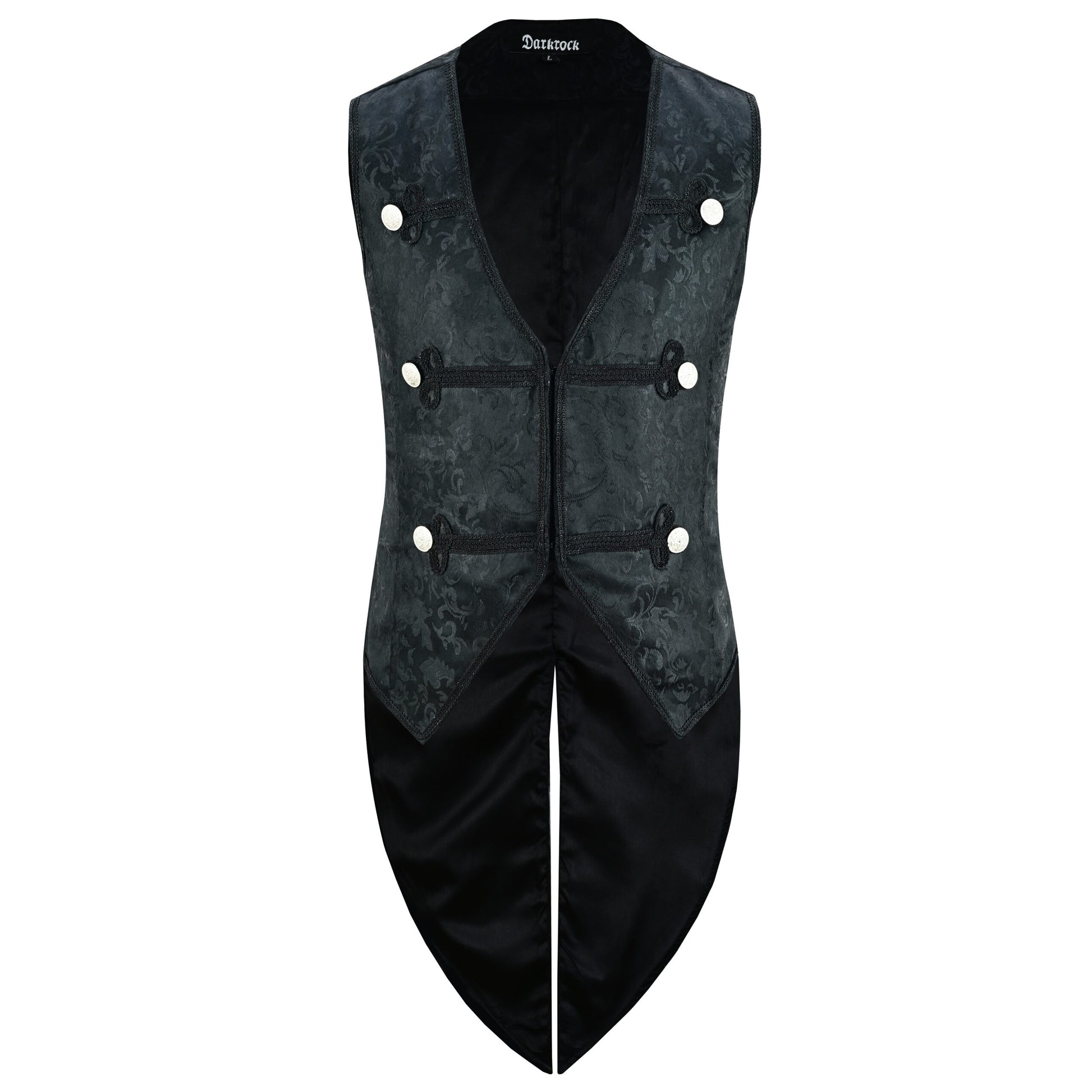 Men's Brocade Vest Waistcoat Tailcoat Black Brocade Damask Velvet Gothic Steampunk/Usa