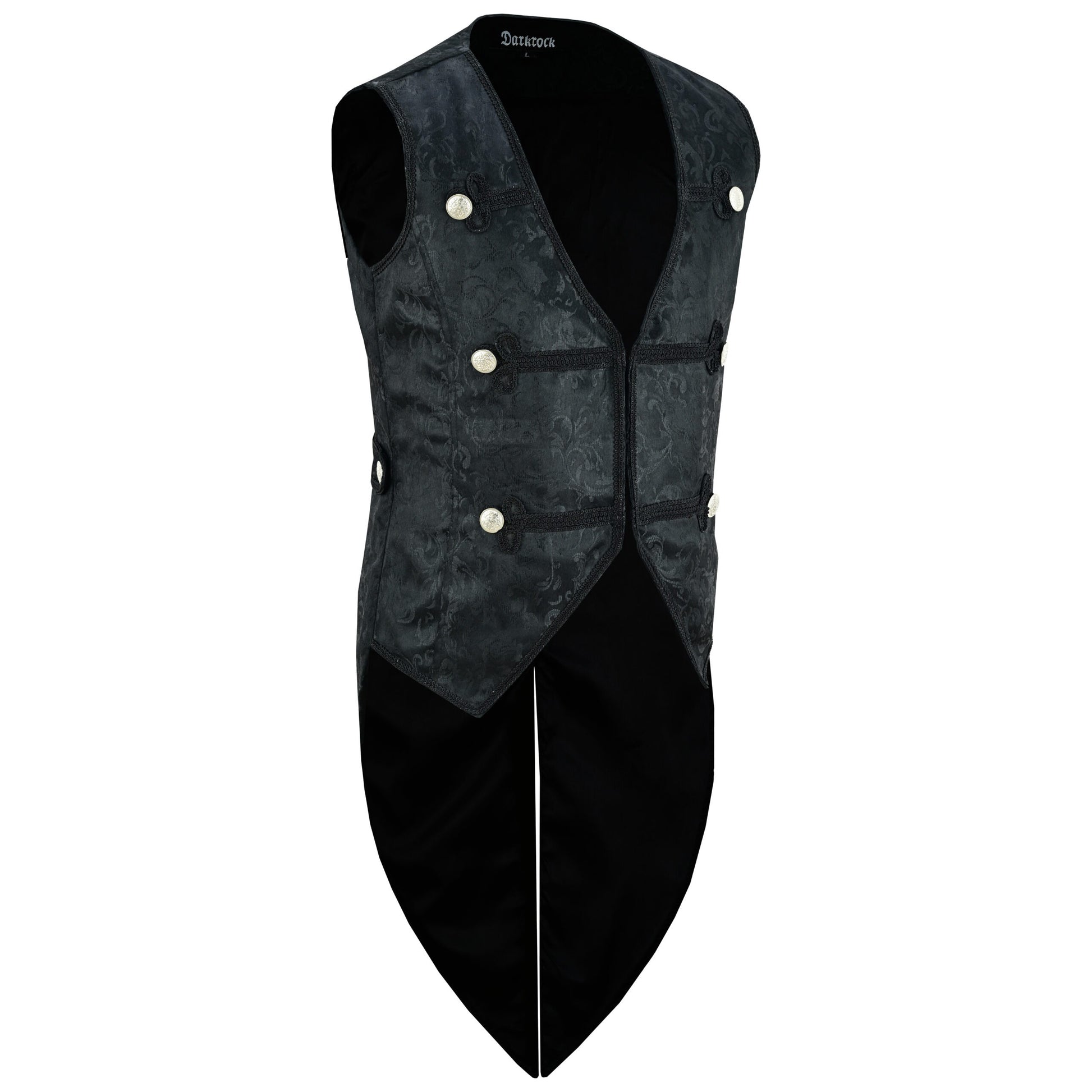 Men's Brocade Vest Waistcoat Tailcoat Black Brocade Damask Velvet Gothic Steampunk/Usa
