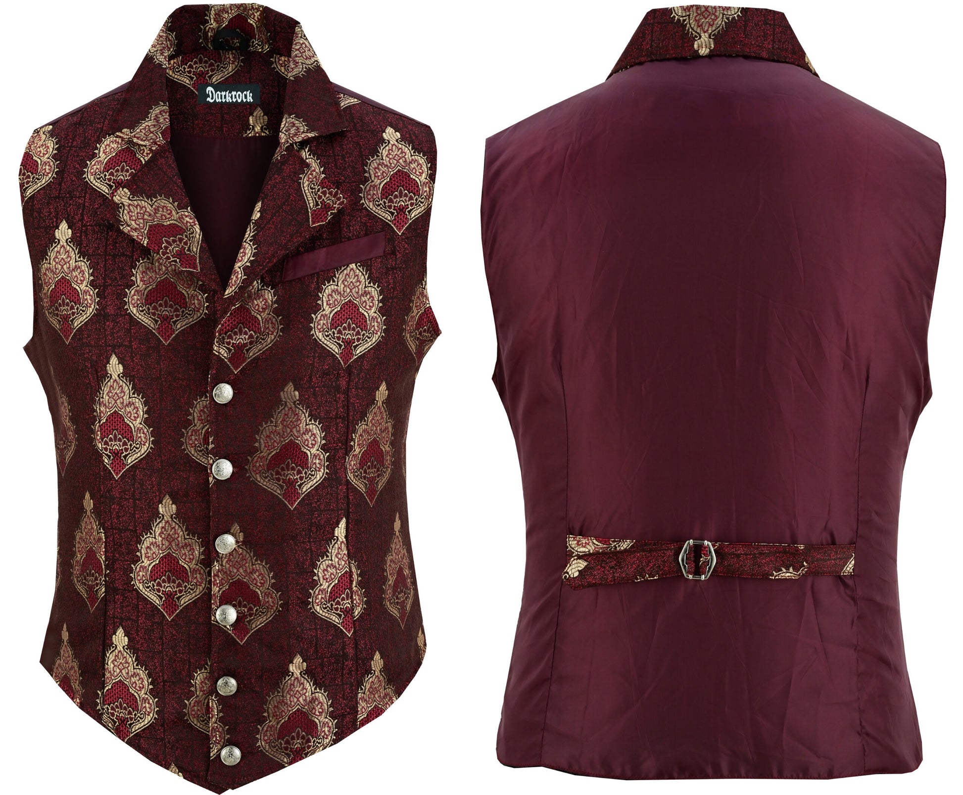 Handmade Red Men's Victorian Suit Gentleman Vest Steampunk Gothic Waistcoat/Usa