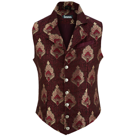 Handmade Red Men's Victorian Suit Gentleman Vest Steampunk Gothic Waistcoat/Usa