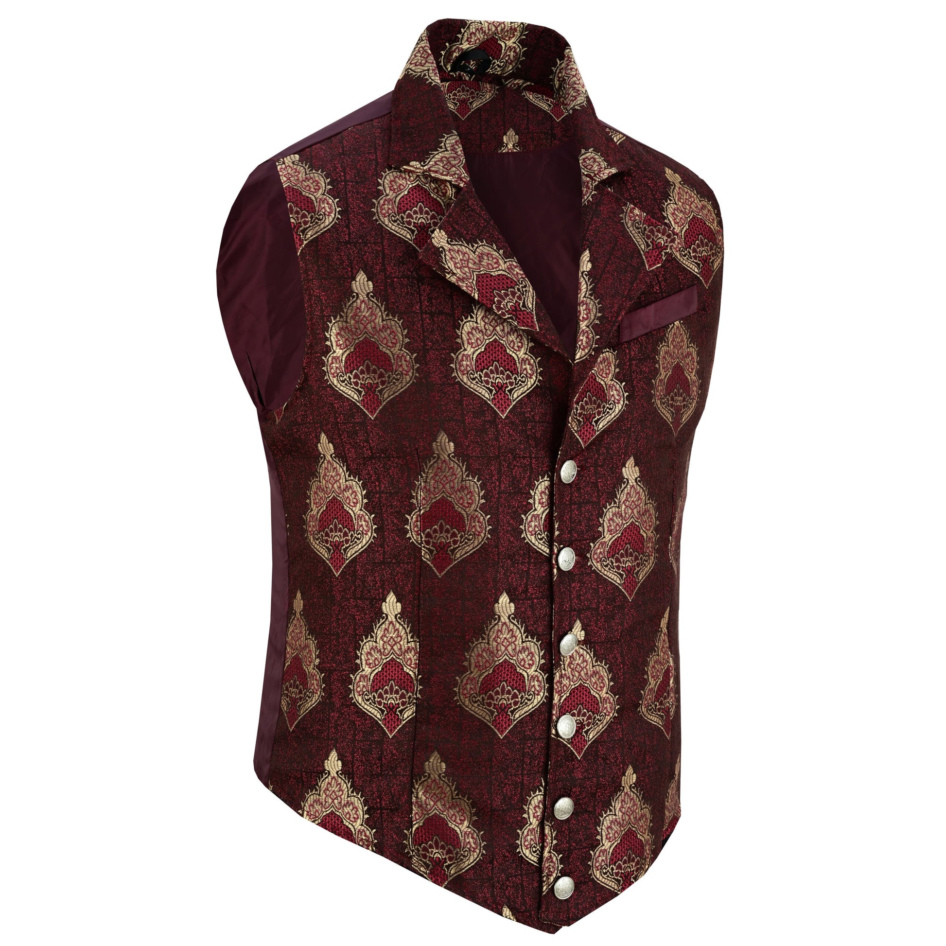 Handmade Red Men's Victorian Suit Gentleman Vest Steampunk Gothic Waistcoat/Usa