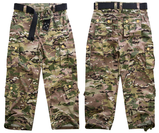 Men's Cotton Casual Military Army Camo Combat Work Cargo Pants with 8 Pockets