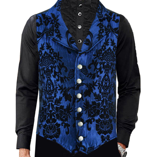 VICTORIAN GENTLEMAN'S ARISTOCRAT VEST TAPESTRY STYLISH CASUAL VEST BLUE