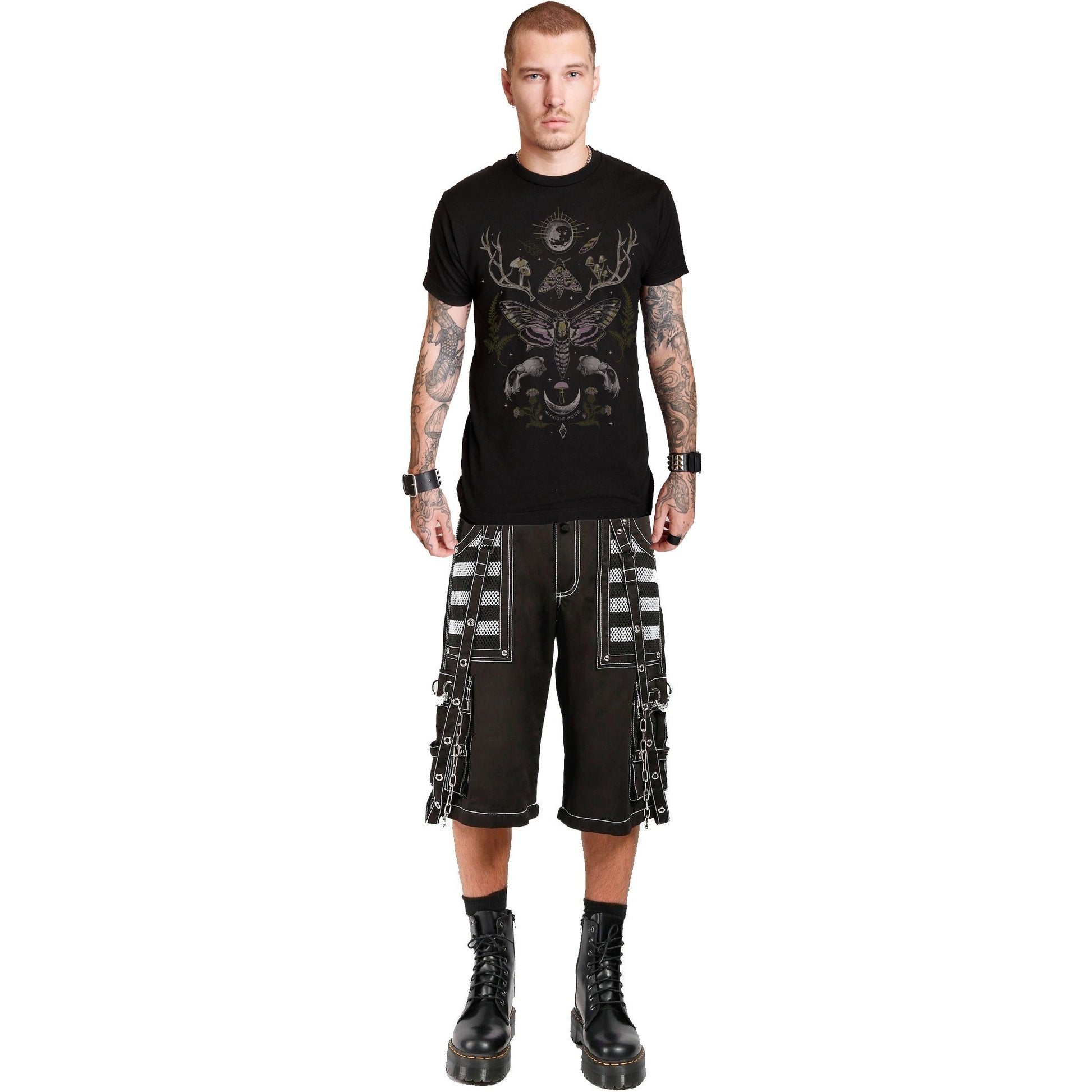 Gothic Extreme Bondage Skater Gothic Punk Rocker Cyber Steampunk Biker Tripp Shorts