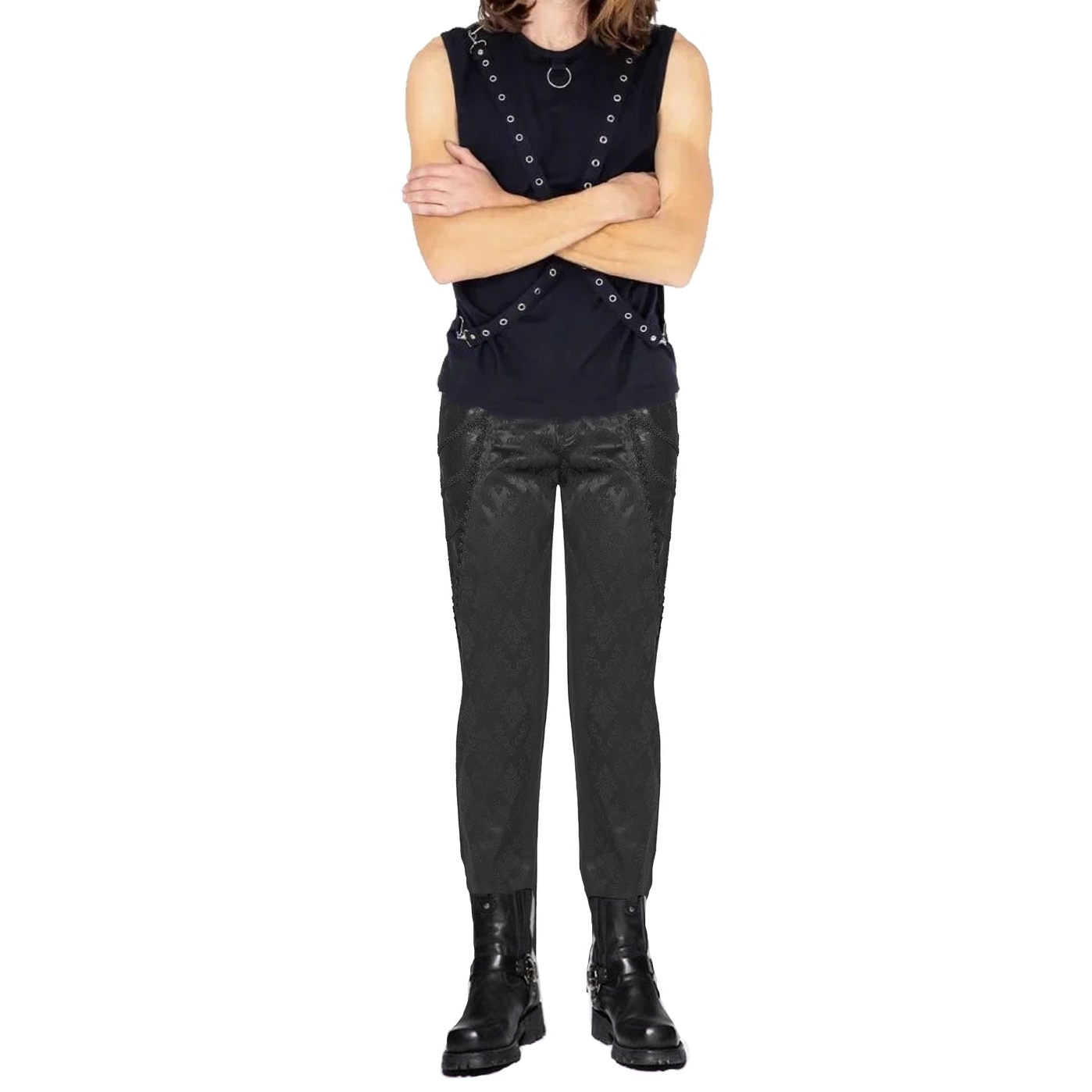 Gothic Punk Rave Mens Gothic Aristocrat Jacquard Dress Pants