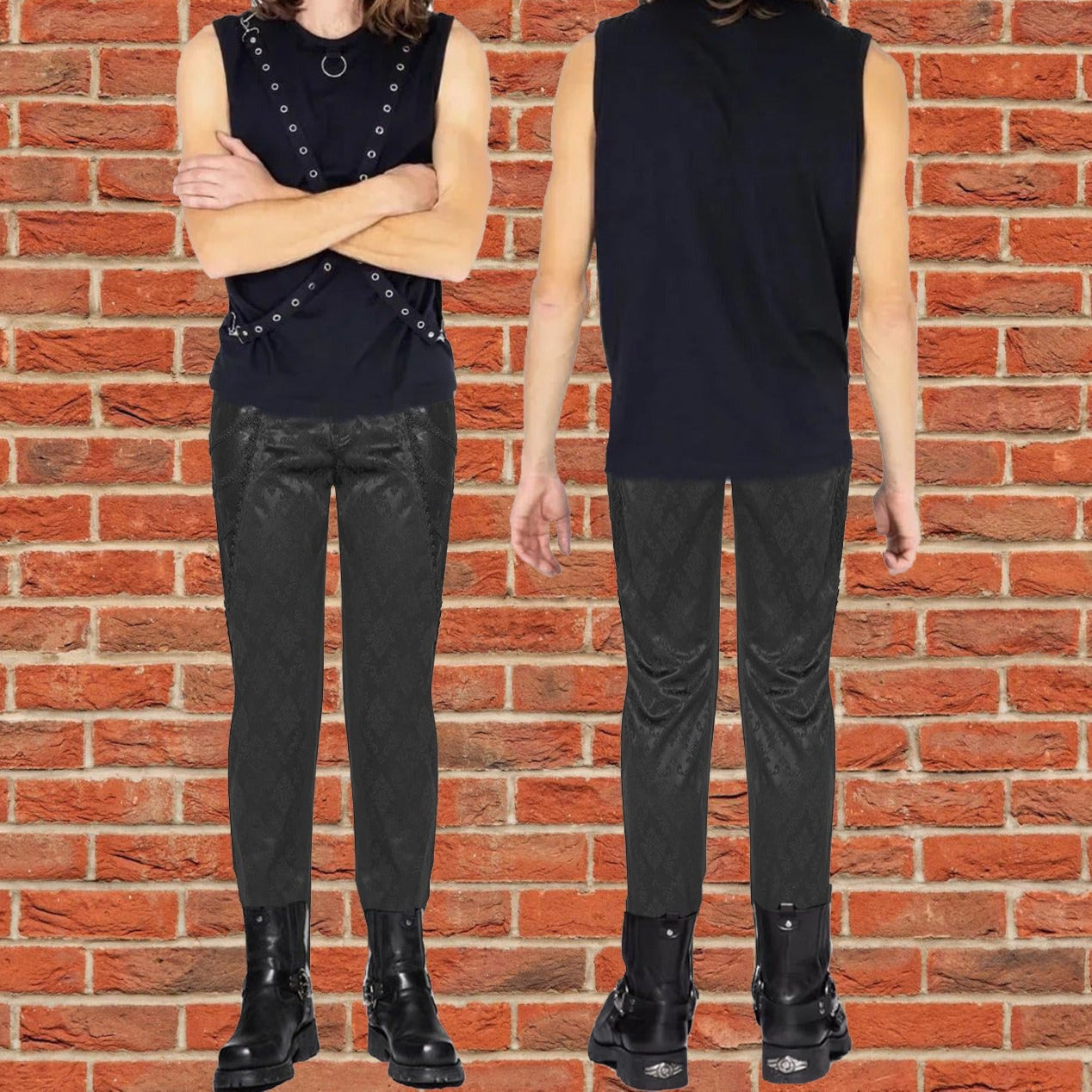 Gothic Punk Rave Mens Gothic Aristocrat Jacquard Dress Pants