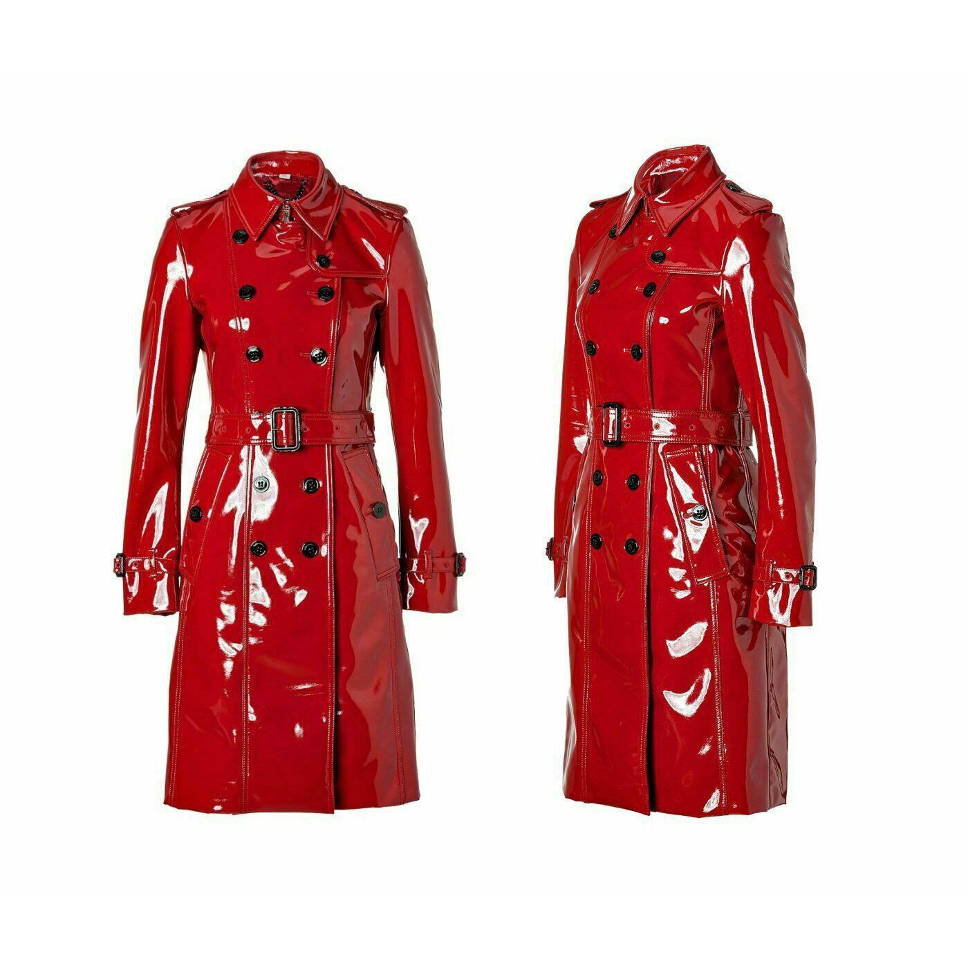Prime Quality Red Pvc Vinyl Women's Trench Coat