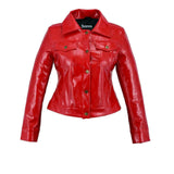 DarkRock Vinyl Trucker Jacket Red PVC Women's Shiny PVC Vinyl JacketUSA (1)