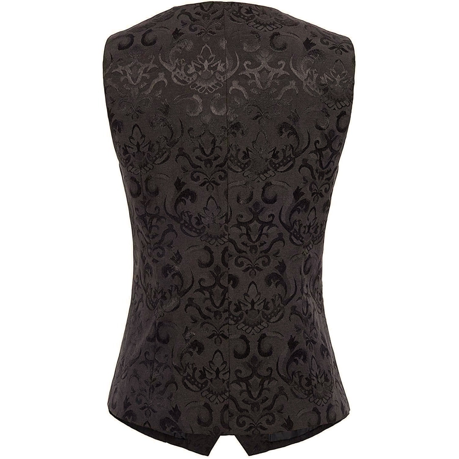 Women's Black Brocade Waistcoat Vest Vintage Steampunk Dress Jacquard Jacket