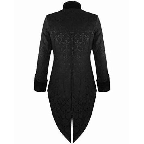 Handmade Women's Coat Jacket Black Brocade Goth Steampunk Victorian Tailcoat