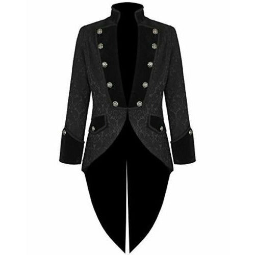 Handmade Women's Coat Jacket Black Brocade Goth Steampunk Victorian Tailcoat