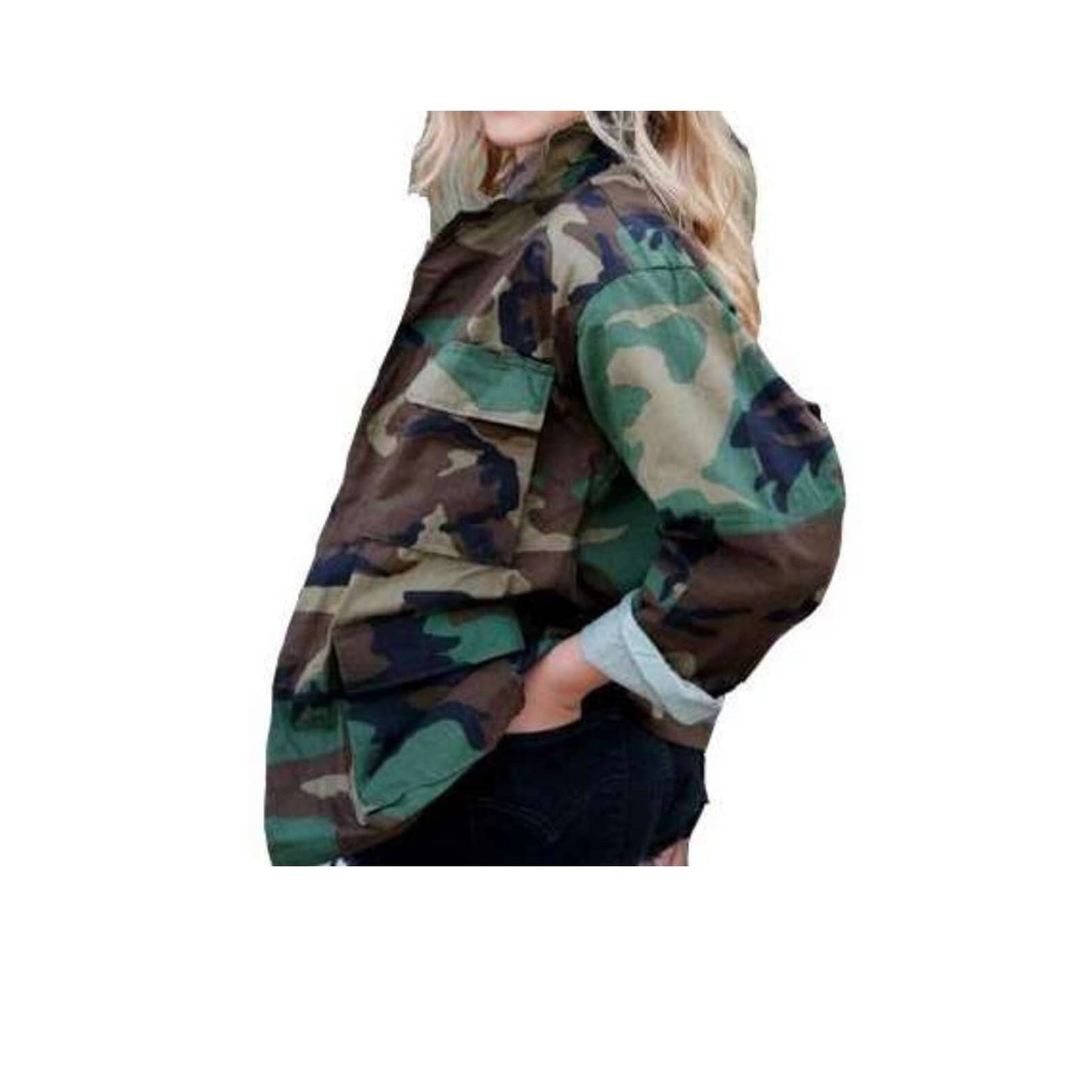 Camo Jacket Uni Sex Vintage Military Army Jacket Military Issued Button Down Jacket