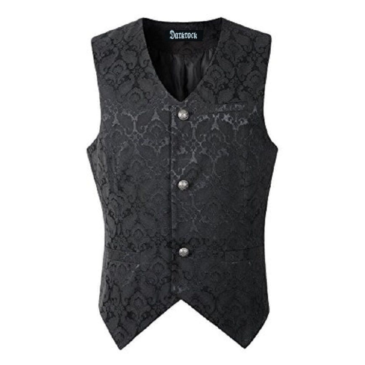 Men's Waistcoat Vest Black Brocade Gothic Steampunk VTG /USA