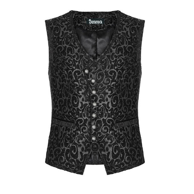 Men's Gothic Waistcoat Vest Black Paisley Velvet Steampunk Regency/Victorian Suit Vest Steampunk