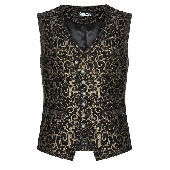 Men's Gothic Waistcoat Vest Gold Paisley Velvet Steampunk Regency/Victorian Suit Vest Steampunk