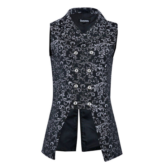 Double Breasted GOVERNOR Silver Vest Waistcoat (Front)