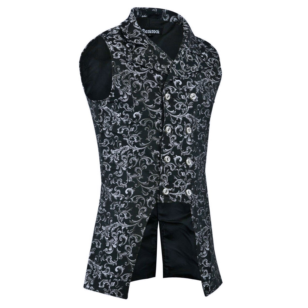 Double Breasted GOVERNOR Silver Vest Waistcoat (Side)