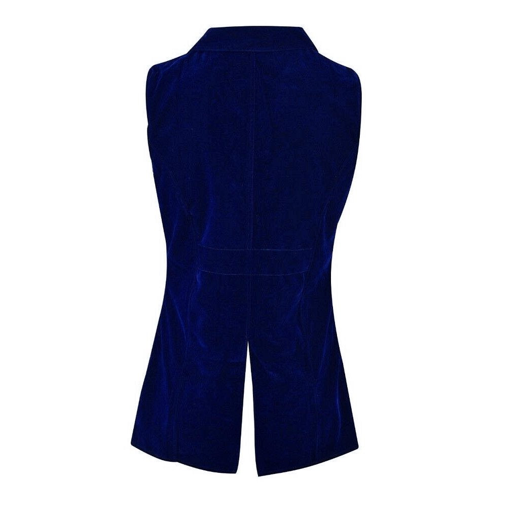 Men's Double Breasted Governor Vest Waistcoat VTG Brocade Gothic Steampunk/Blue Velvet