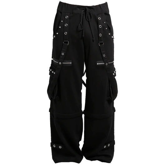 Men's Black Gothic Punk Pants W/Straps Fleece Trip Pants /Alternative Wears