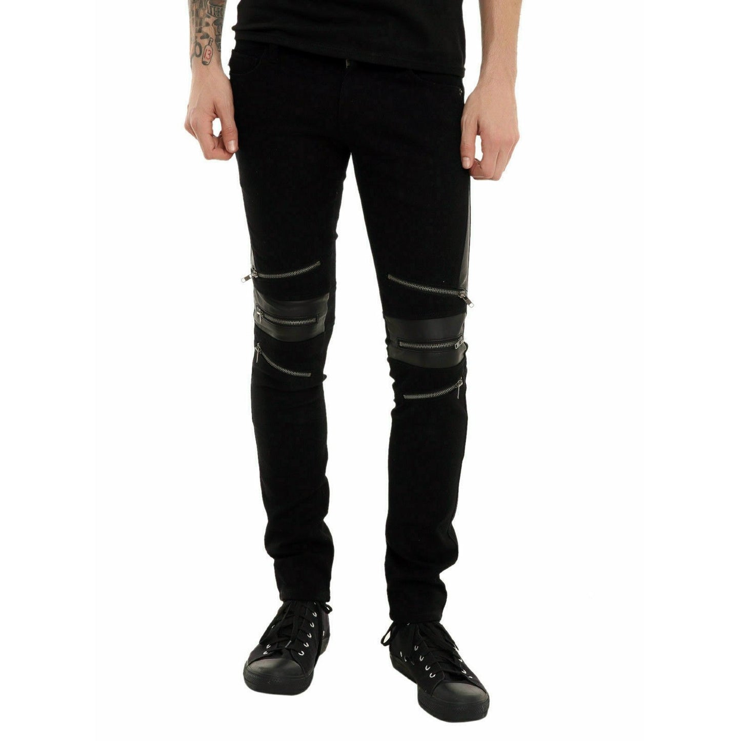 GOTHIC BONDAGE JEANS HEAVY WEIGHT ZIPPER PUNK ROCK GOTH TROUSER PANTS