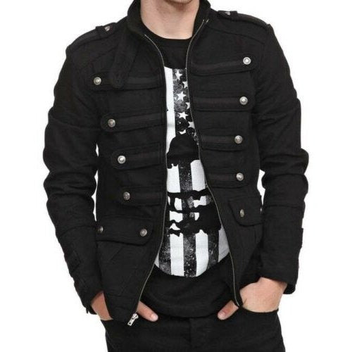 Gothic Military Band Black Jacket for Men Vintage Goth Coat Jacket STEAMPUNK (1)