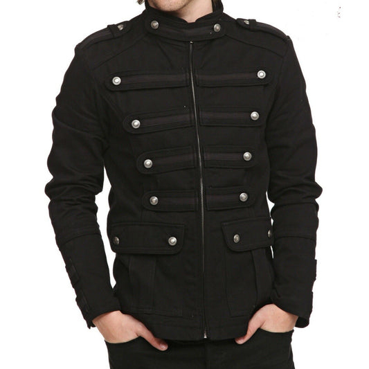 Gothic Military Band Black Jacket For Men Vintage Goth Coat Jacket Steampunk