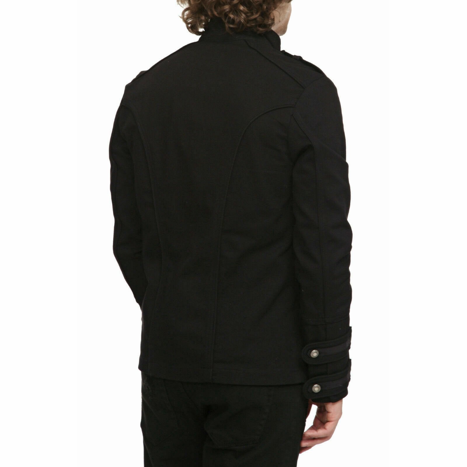 Gothic Military Band Black Jacket for Men Vintage Goth Coat Jacket STEAMPUNK (3)