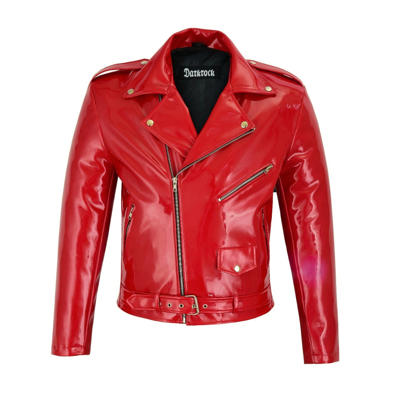 Gothic Moto Red Vinyl PVC Motorcycle Jacket Punk Fetish EMO Biker Jacket (1)
