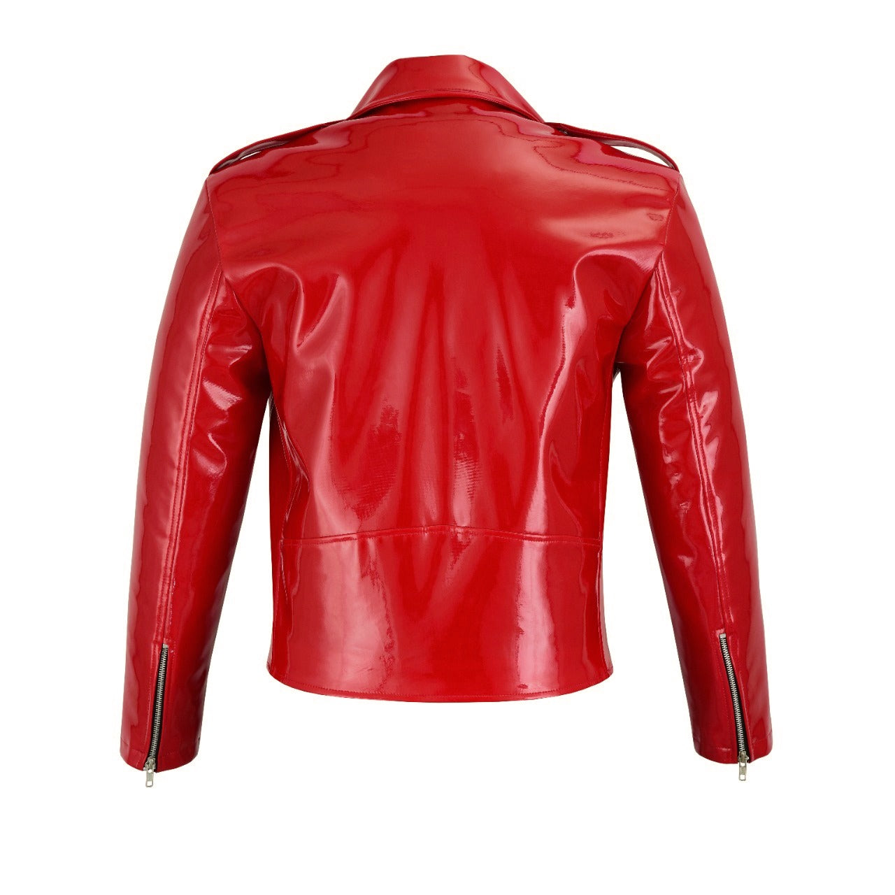 Gothic Moto Red Vinyl PVC Motorcycle Jacket Punk Fetish EMO Biker Jacket (2)