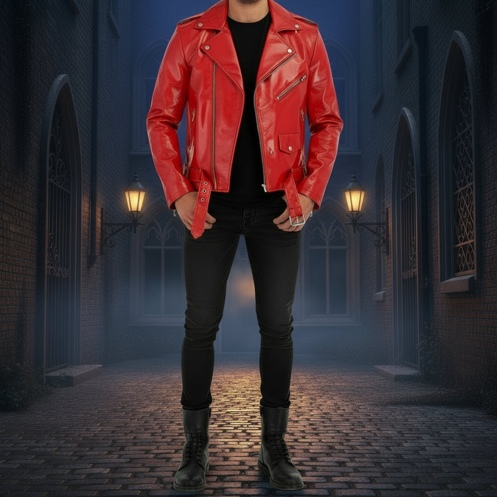 Gothic Moto Vinyl PVC Motorcycle Jacket Punk Fetish Emo Biker Jacket