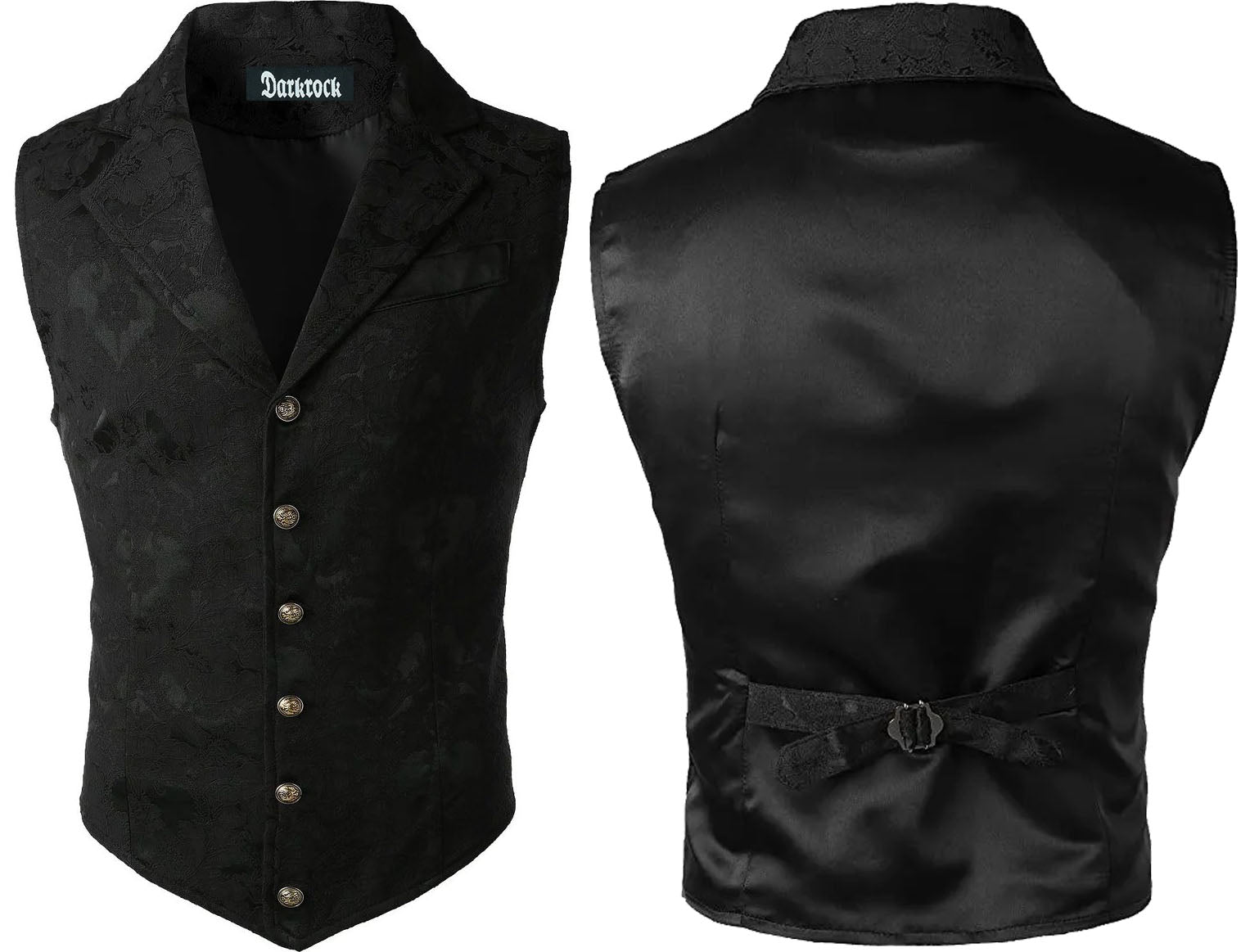 Handmade Black Men's Victorian Suit Gentleman Vest Steampunk Gothic Waistcoat/Usa