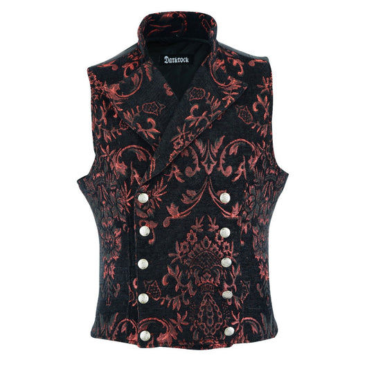 Men's Victorian Gentleman's Aristocrat Vest Tapestry/Stylish Casual Vest Red/Black