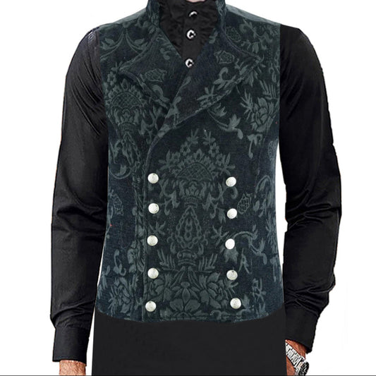 Men's Victorian Gentleman's Aristocrat Vest Tapestry Stylish Casual Vest Black
